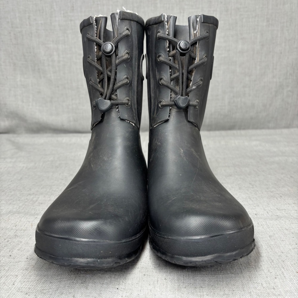Bogs Amanda Plush II Black Rubber Waterproof Lined Rain Boots Pull On Big Kids 7 - Picture 4 of 11